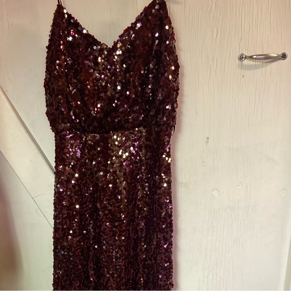 Wayf burgundy sequined the Savannah blouson evening Dress ladies xs extra small - Picture 8 of 12